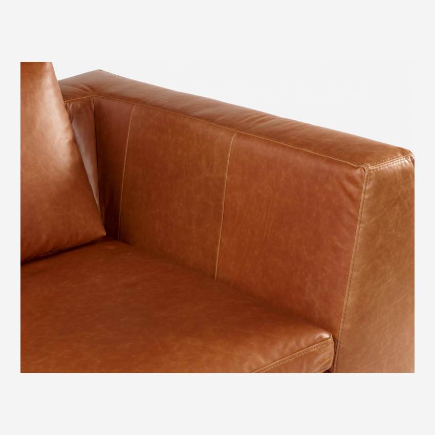 Canapé 2 places avec méridienne gauche en cuir Vintage Leather - Cognac