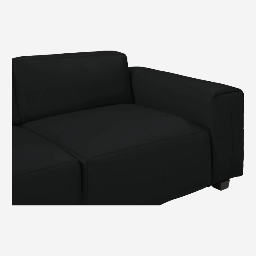 Savoy leather 4-seater sofa - Black