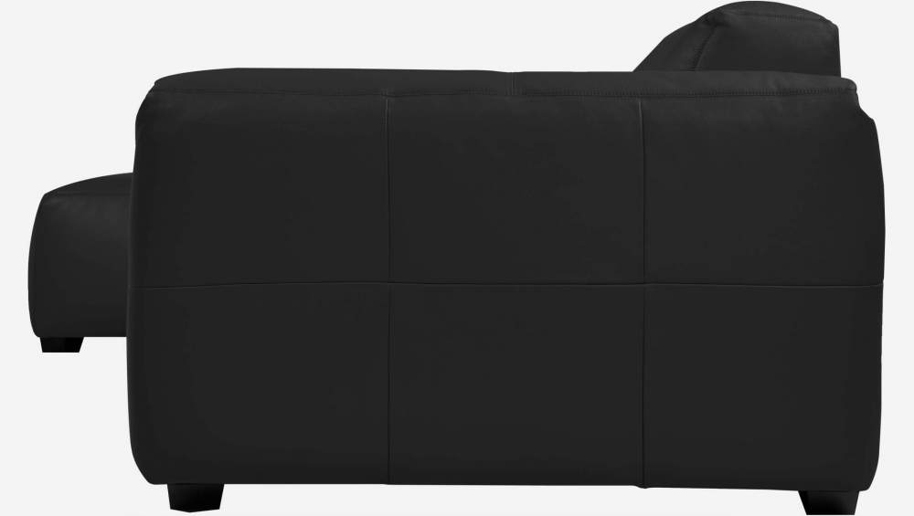Sofá 3 plazas con chaiselongue izquierda de piel semi-anilina Savoy platin black