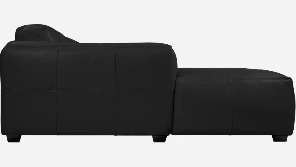 Canapé 3 places avec méridienne gauche en cuir Savoy - Noir