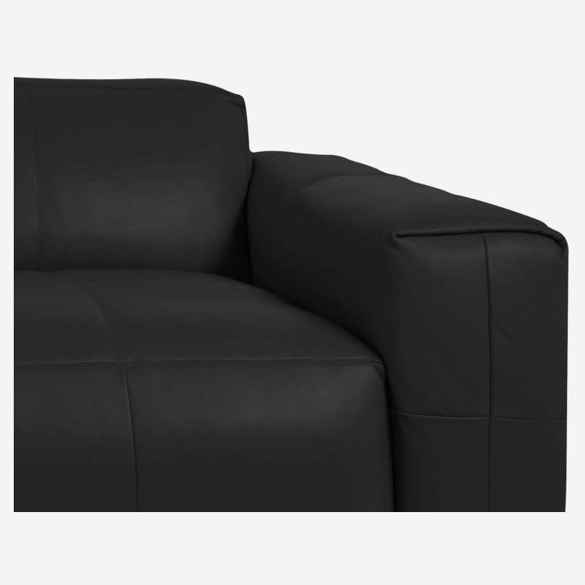 3-Sitzer Sofa mit Chaiselongue links aus Semianilinleder Savoy platin black