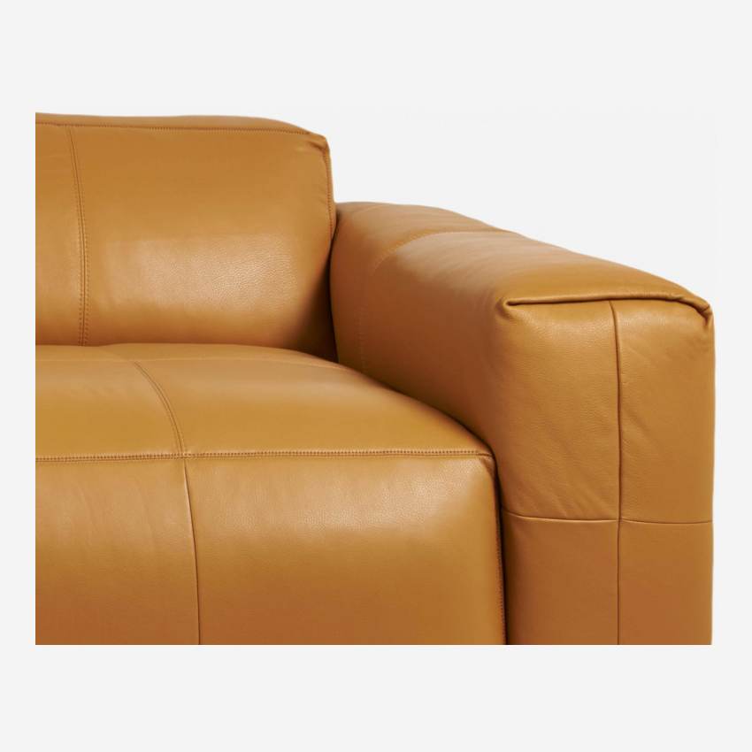 3-Sitzer Sofa mit Chaiselongue links aus Semianilinleder Savoy cognac