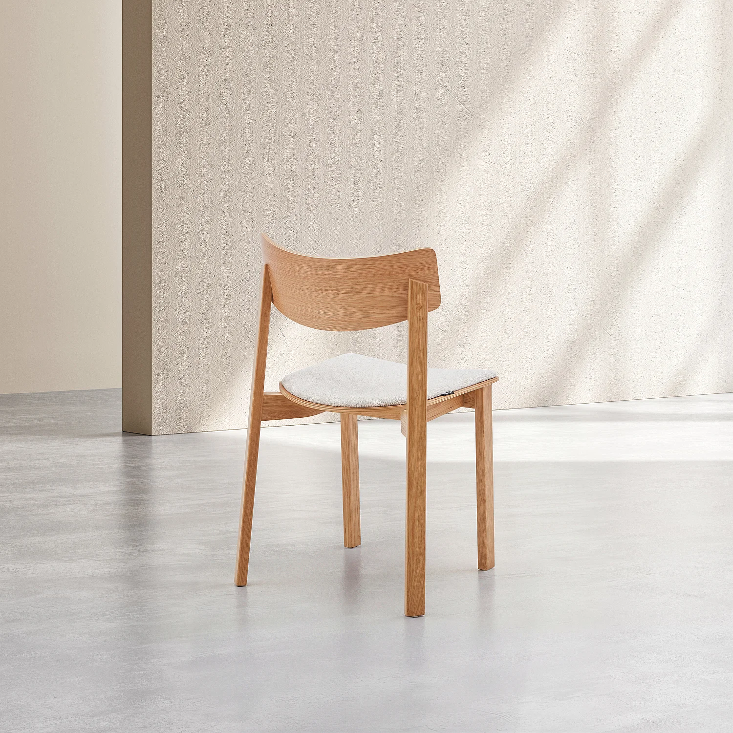 Lot de 2 chaises en tissu texturé et chêne massif - Crème - 7