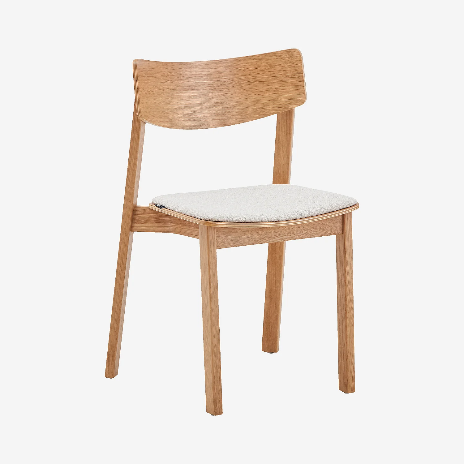 Lot de 2 chaises en tissu texturé et chêne massif - Crème - 1
