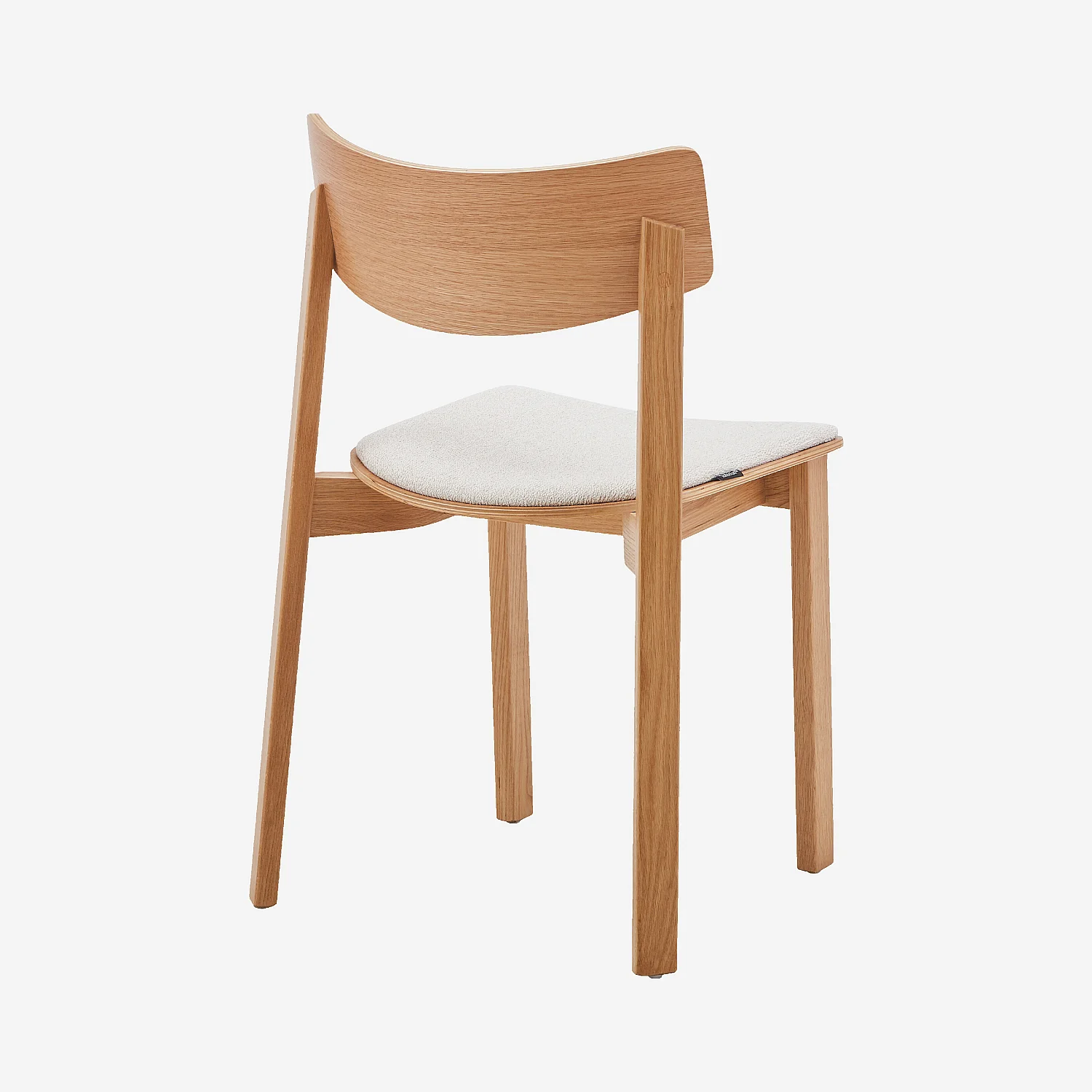 Lot de 2 chaises en tissu texturé et chêne massif - Crème - 5