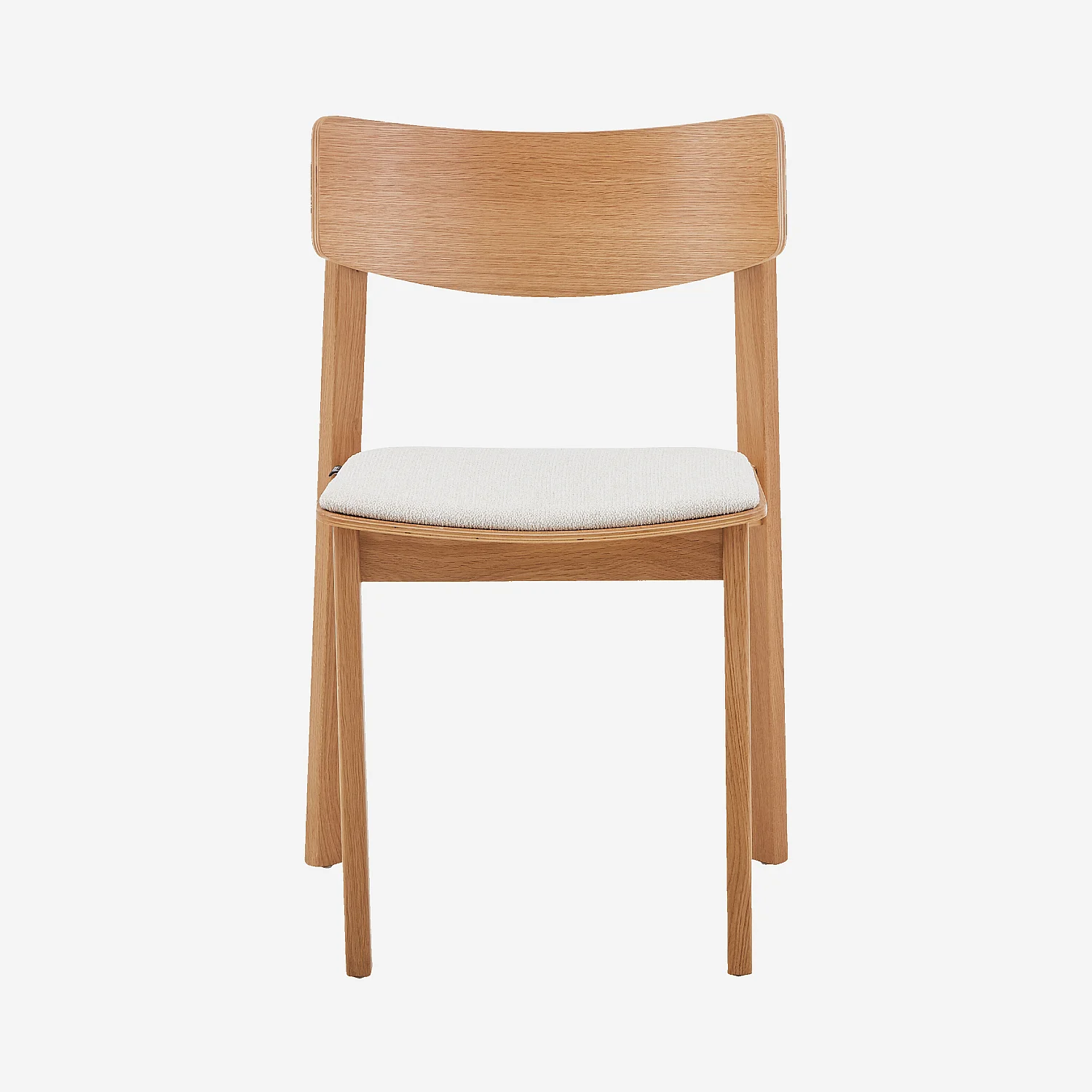 Lot de 2 chaises en tissu texturé et chêne massif - Crème - 3