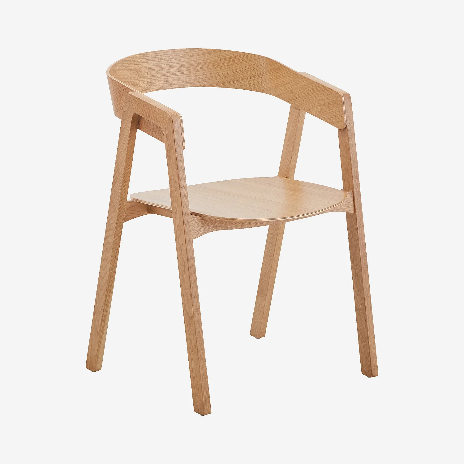 Lot de 2 chaises en chêne massif avec accoudoirs - Naturel - 2
