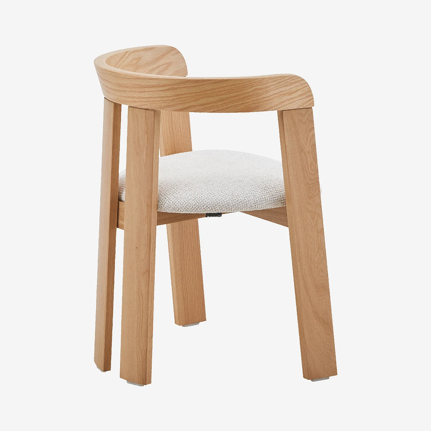 Lot de 2 chaises en tissu texturé et chêne massif avec accoudoirs - Crème - 5