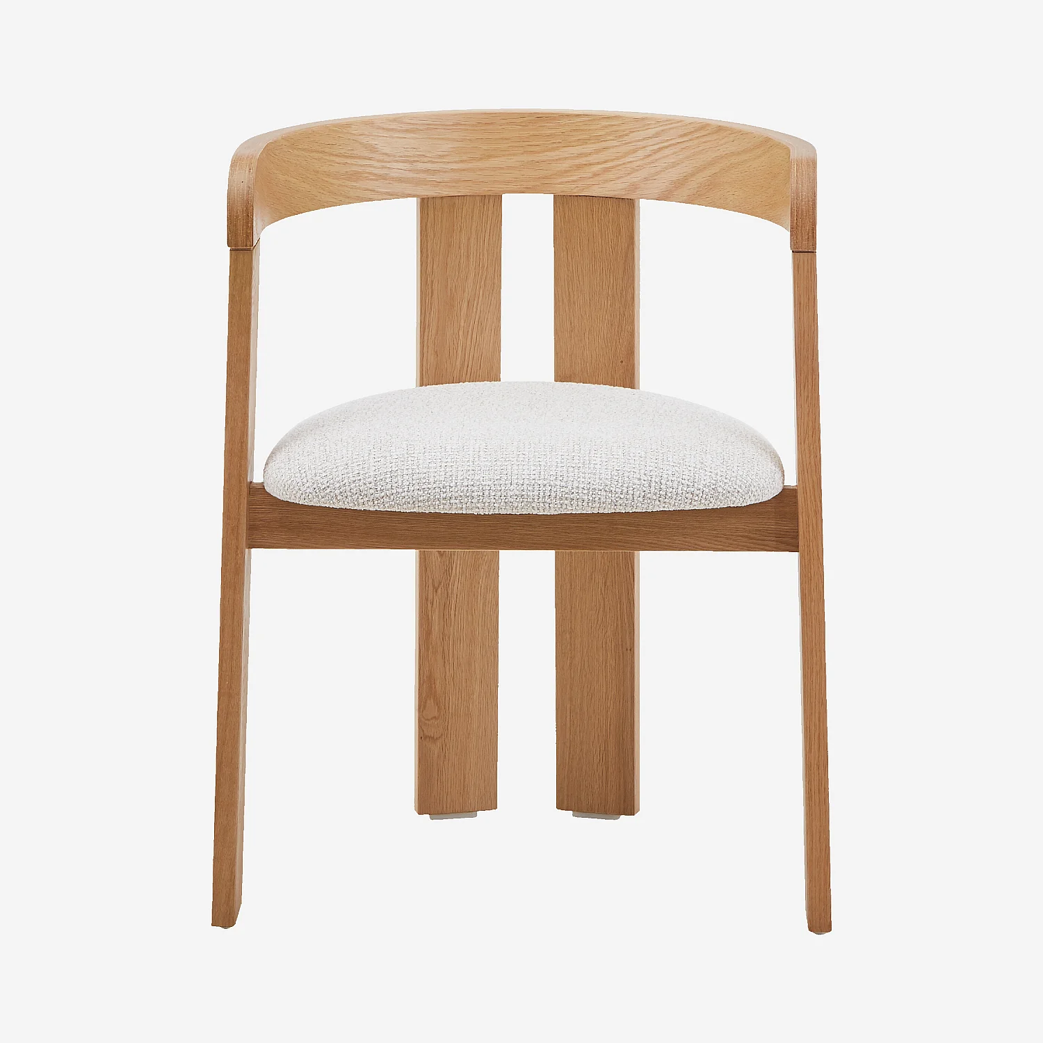 Lot de 2 chaises en tissu texturé et chêne massif avec accoudoirs - Crème - 1