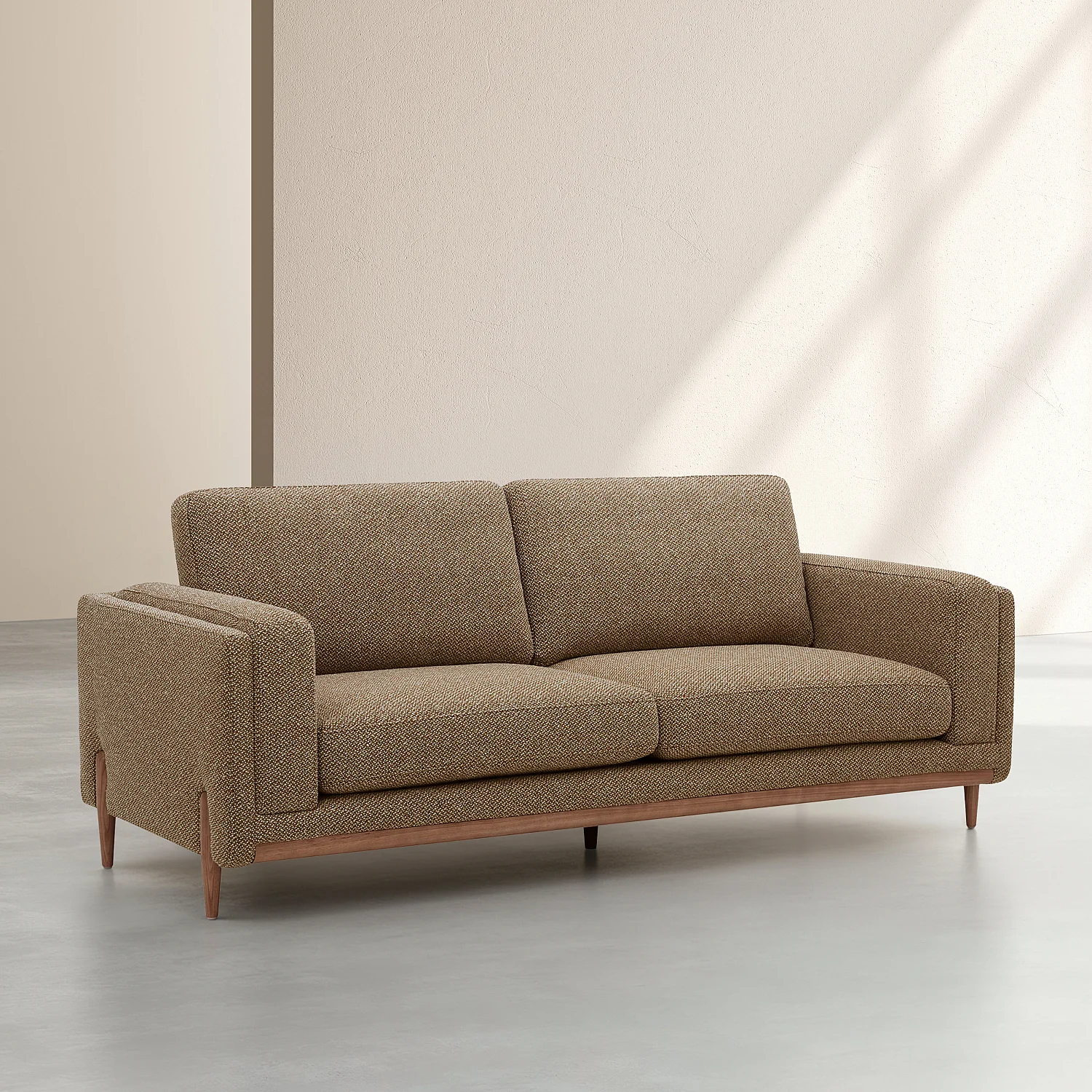 3-sitsig Fast soffa i Texturerad tyg och Trä - Brun noisette - 3
