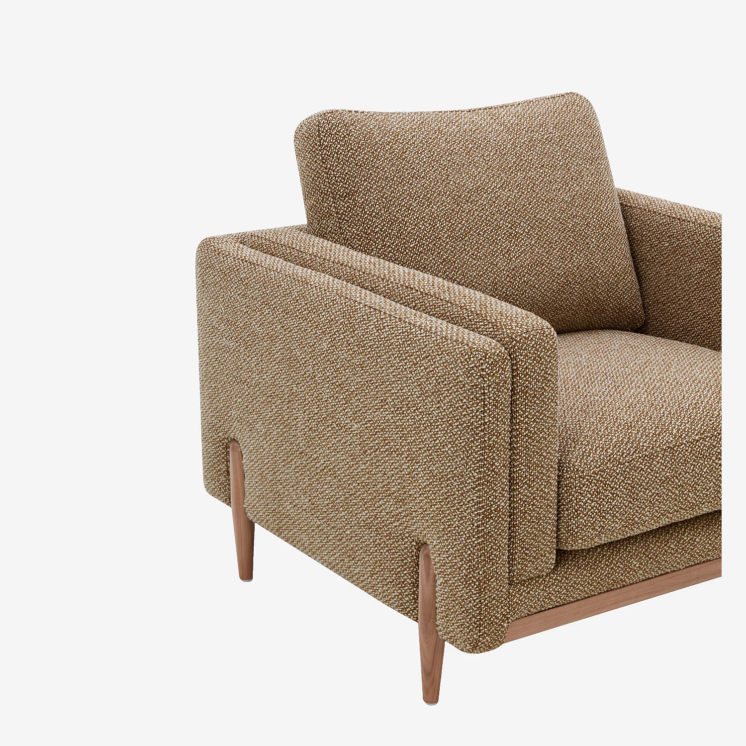Design fauteuil van getextureerde stof en hout - Hazelnootbruin - 4