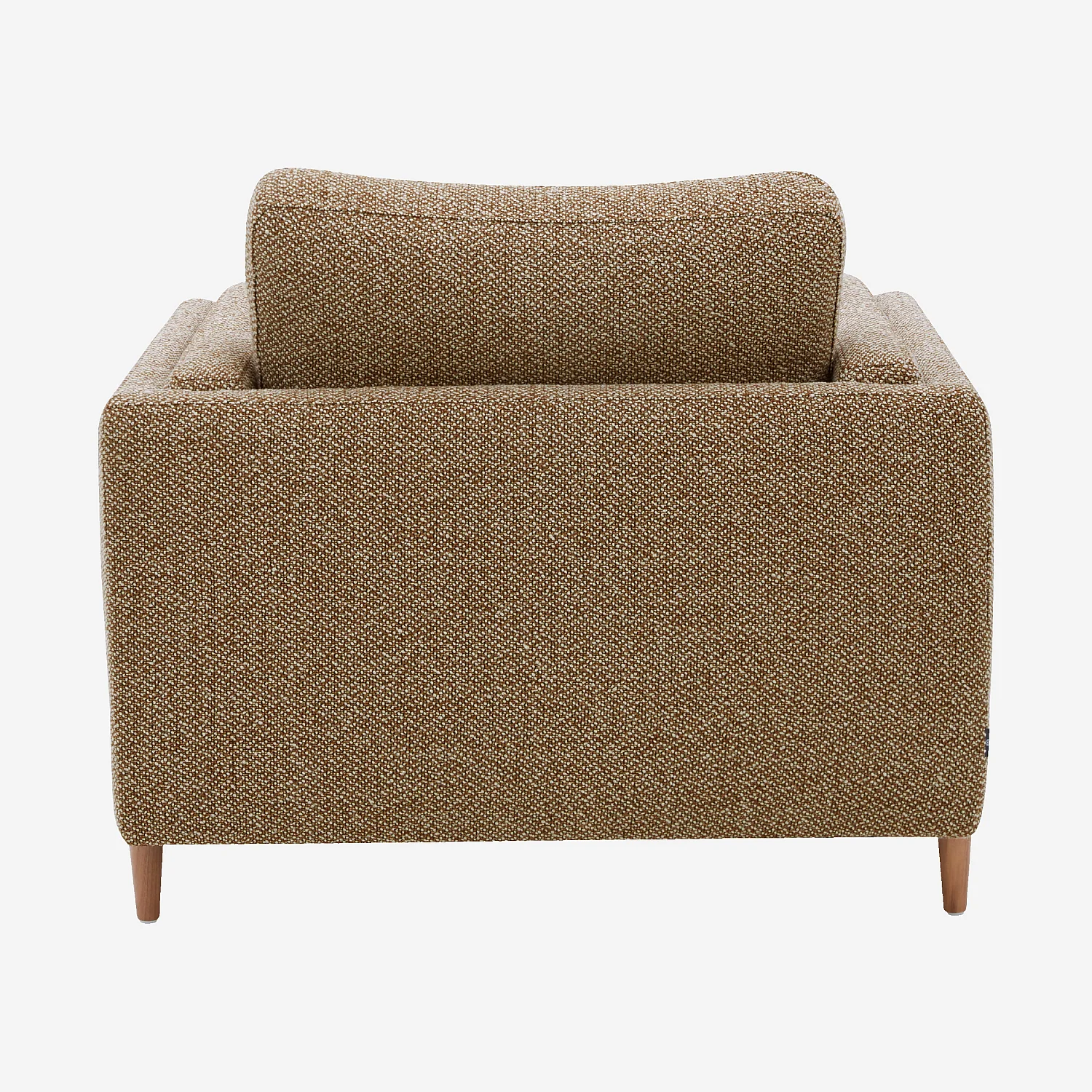 Design fauteuil van getextureerde stof en hout - Hazelnootbruin - 5