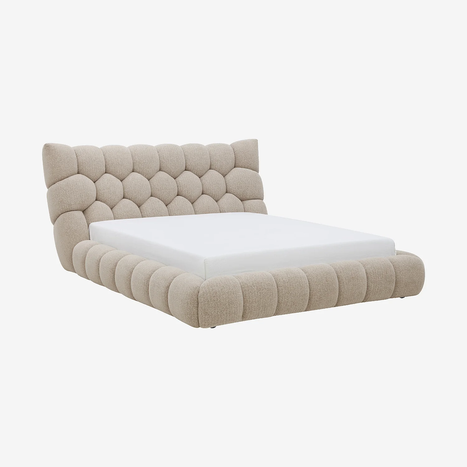 Bed 160 x 200 cm van capitonné stof - Taupe - 1
