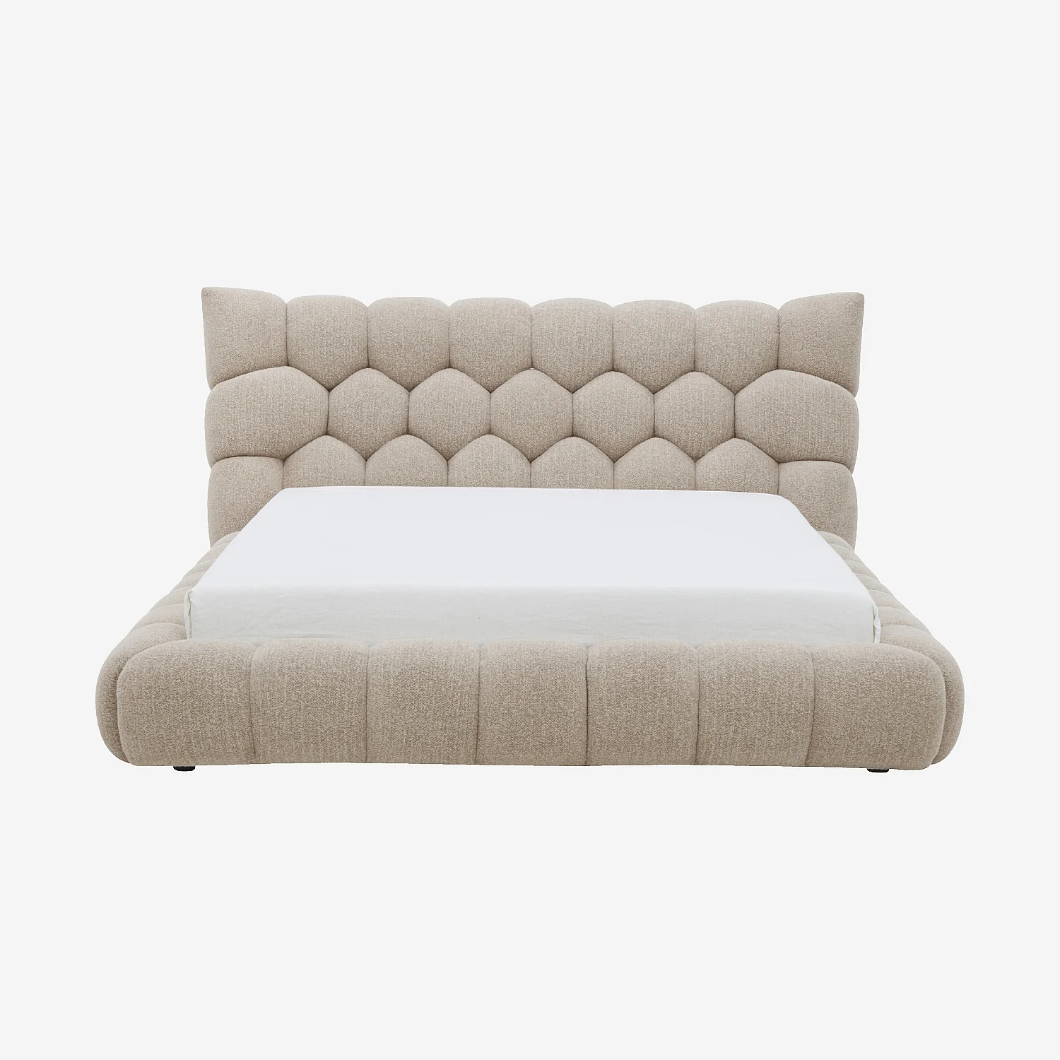 Bed 160 x 200 cm van capitonné stof - Taupe - 4