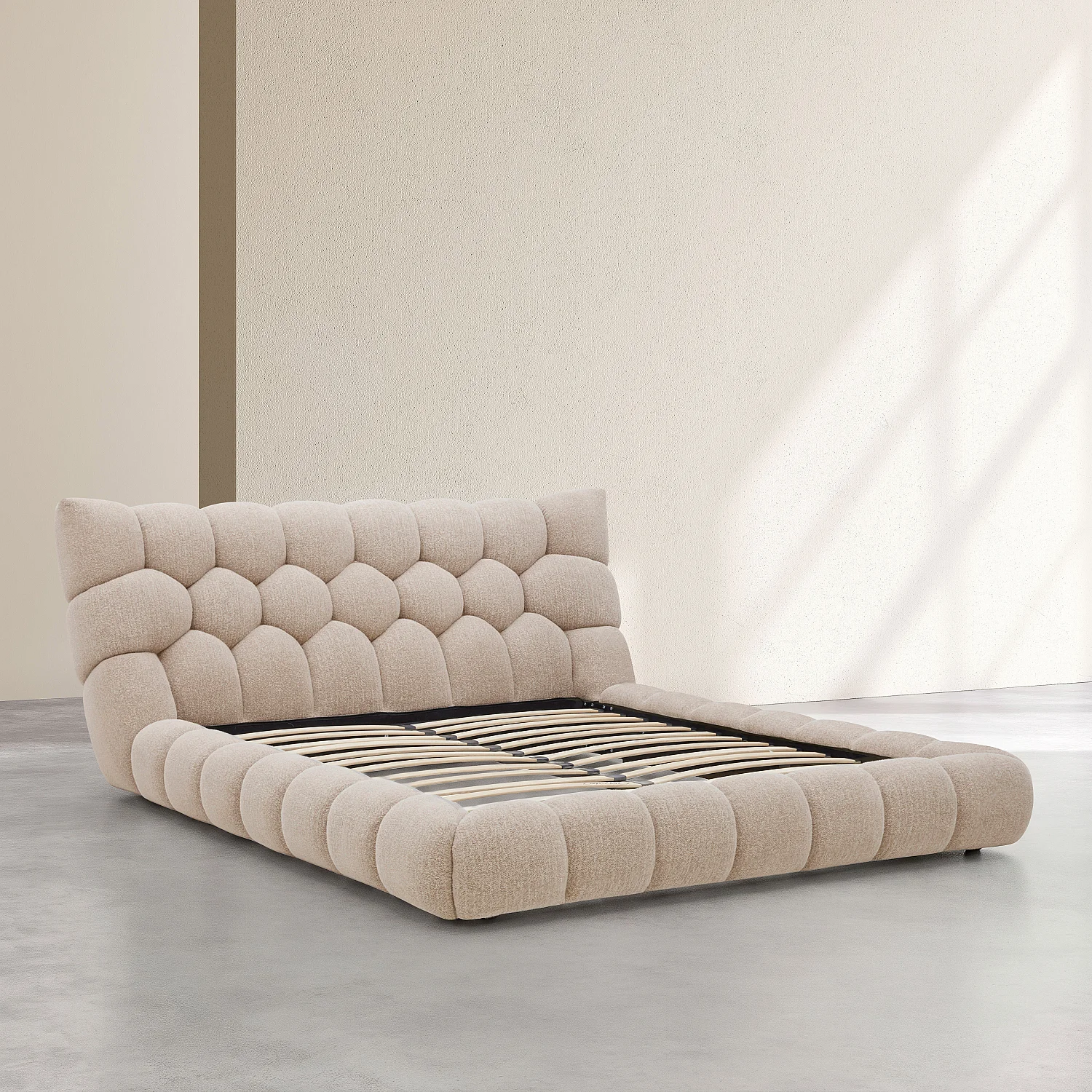 Seng 180 x 200 cm i quiltet stof - Muldvarp - 5