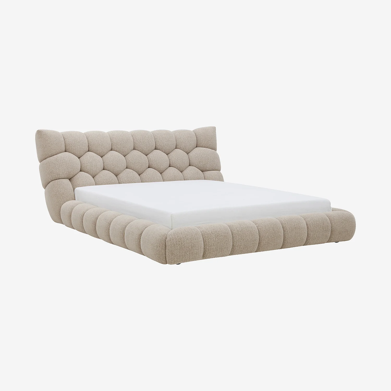 Lit 180 x 200 cm en tissu matelassé - Taupe - 1