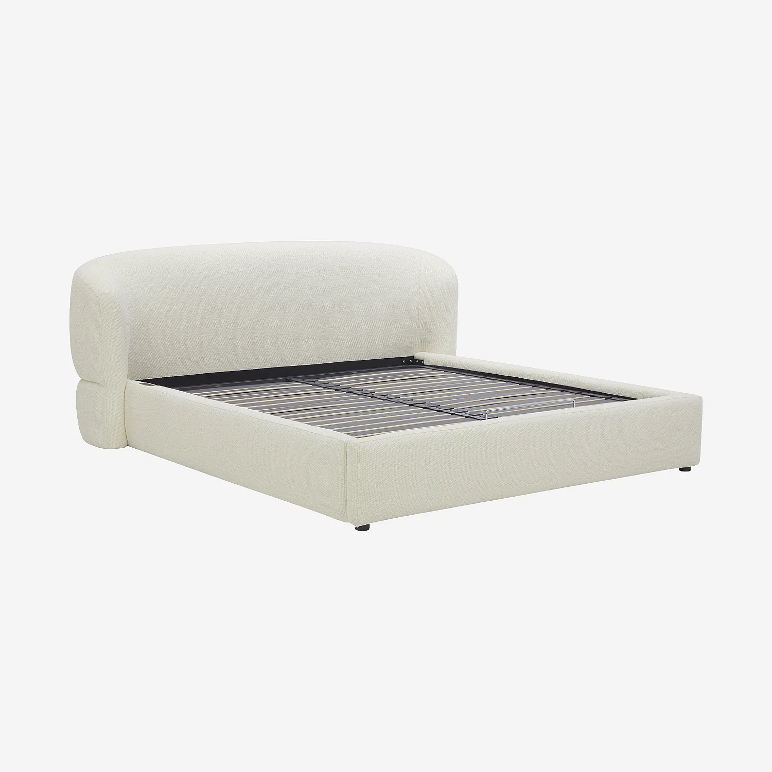 Lit coffre électrique 180 x 200 cm en tissu chenille - Ivoire - 4
