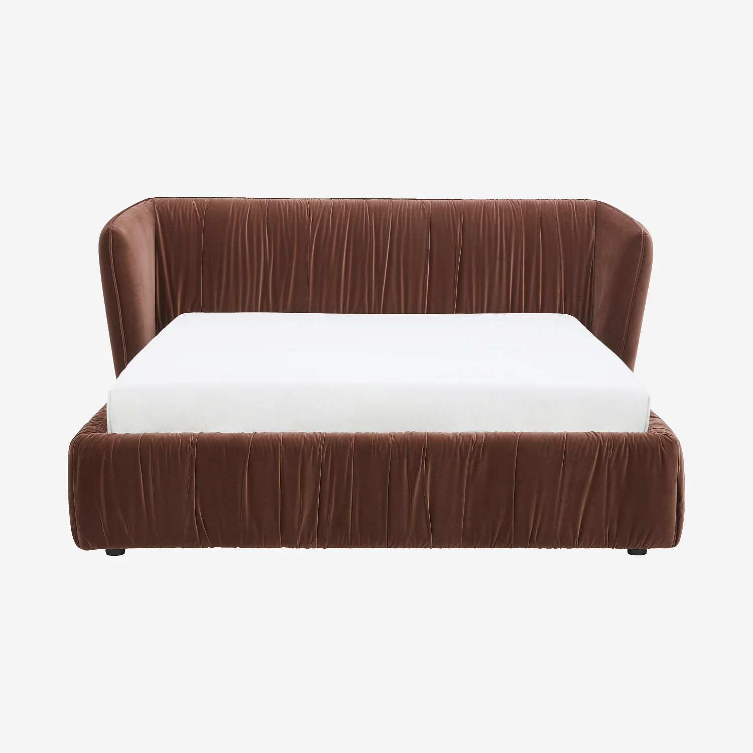 Bed 160 x 200 cm van geplooide stof - Koperbruin - 2