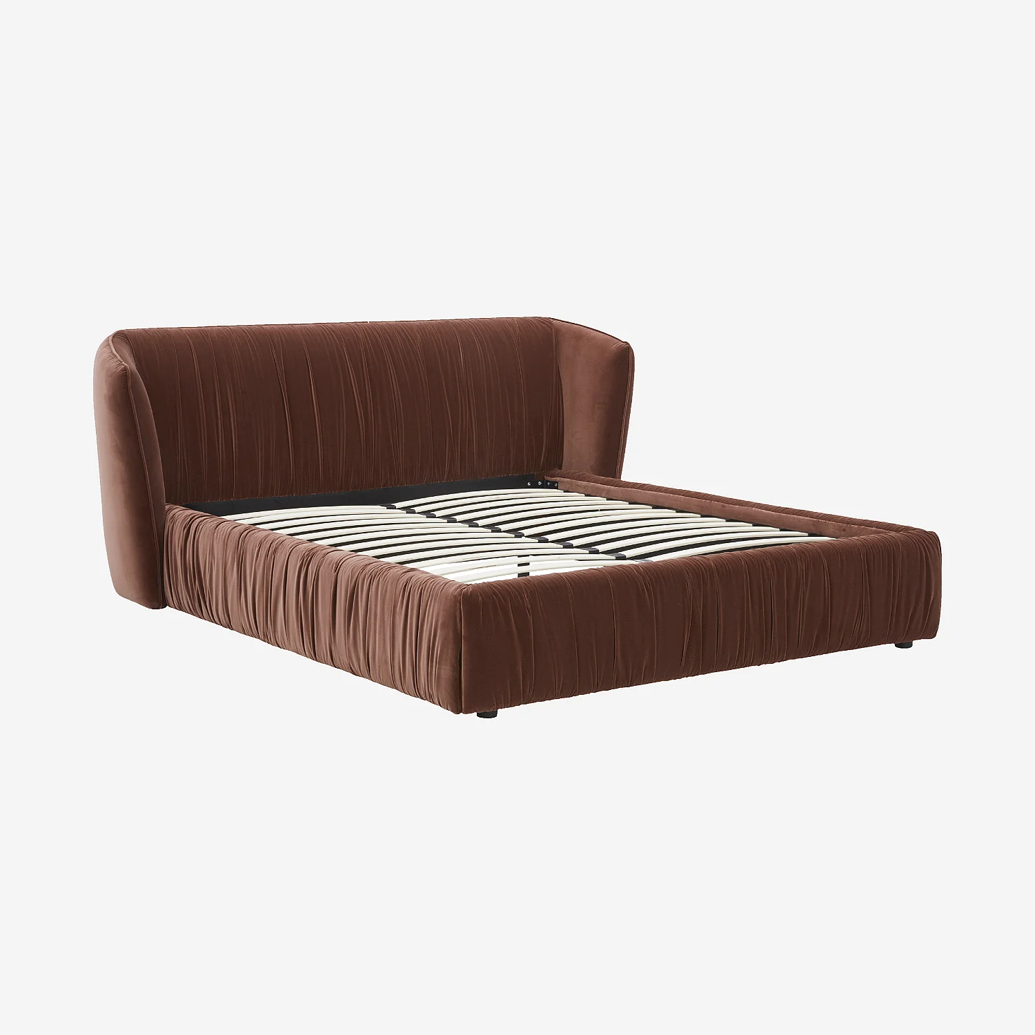Bed 180 x 200 cm van geplooide stof - Koperbruin - 5