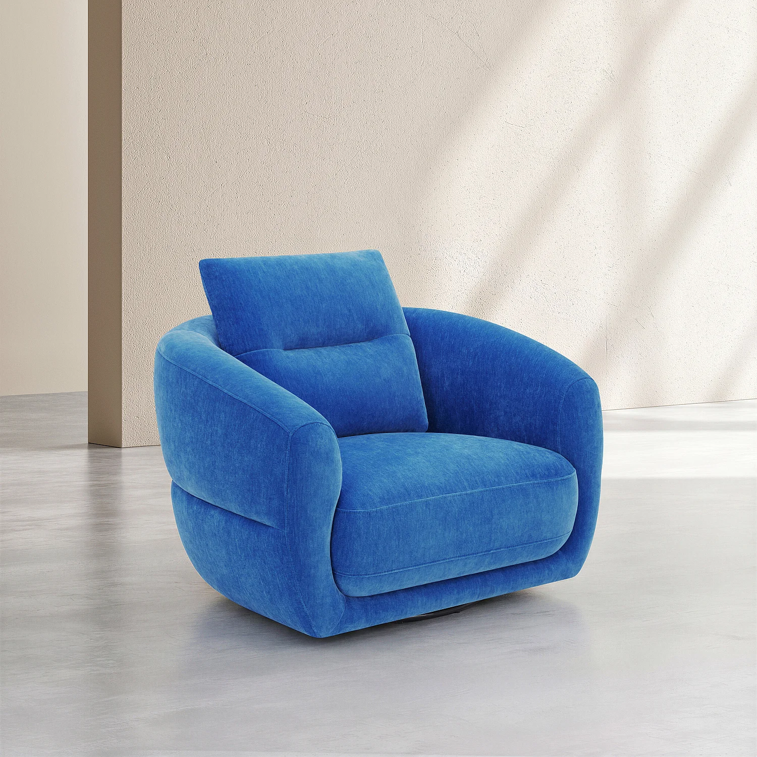 Sillón giratorio de tejido - Azul eléctrico - 3