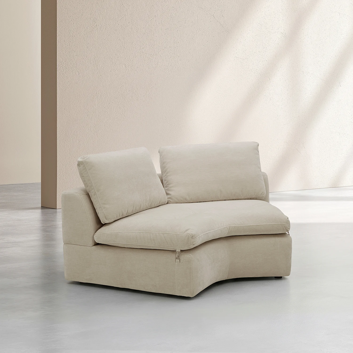 Gebogenes Eckmodul aus Stoff - Beige Meringue - 3