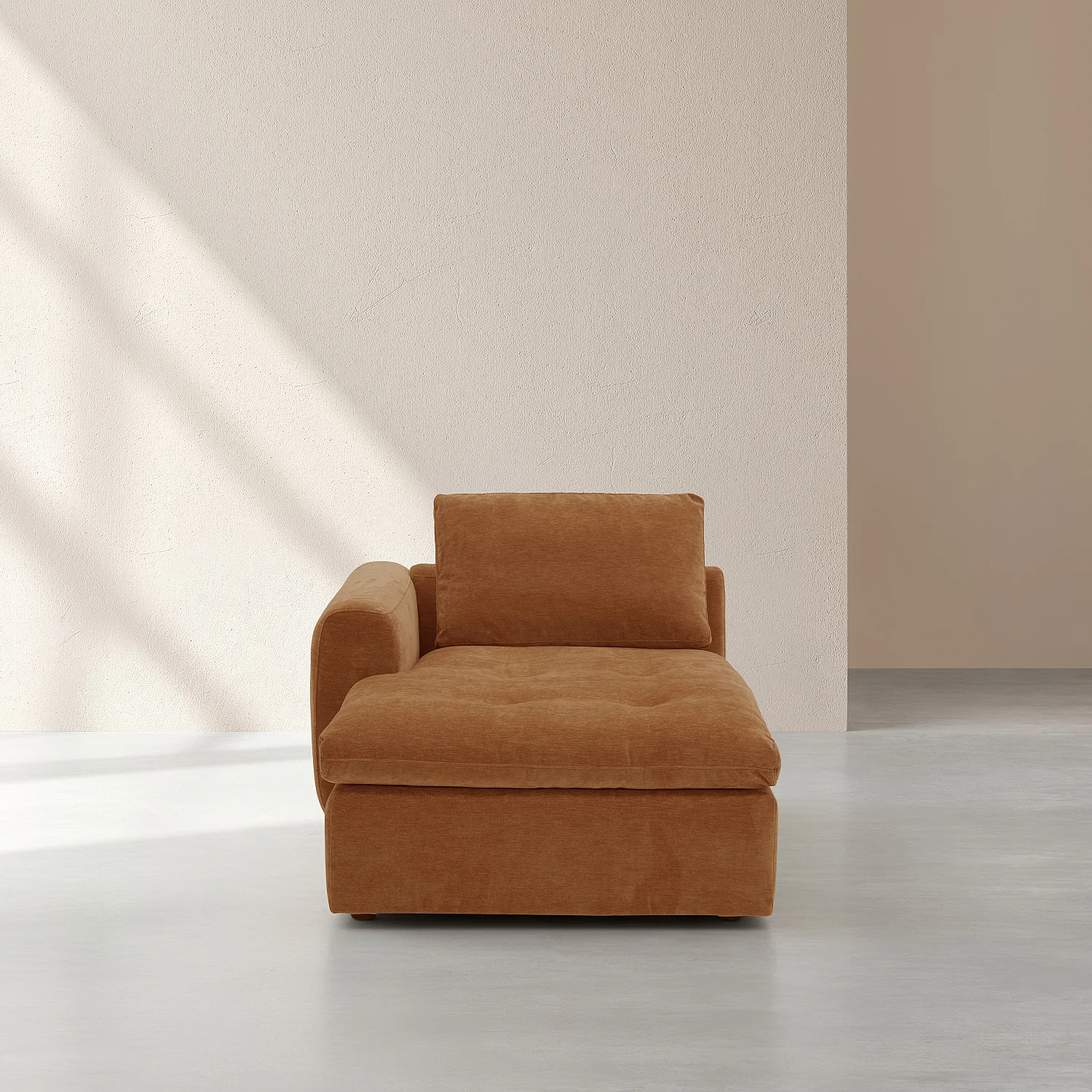 Méridienne d'angle gauche en tissu - Marron noisette - 2