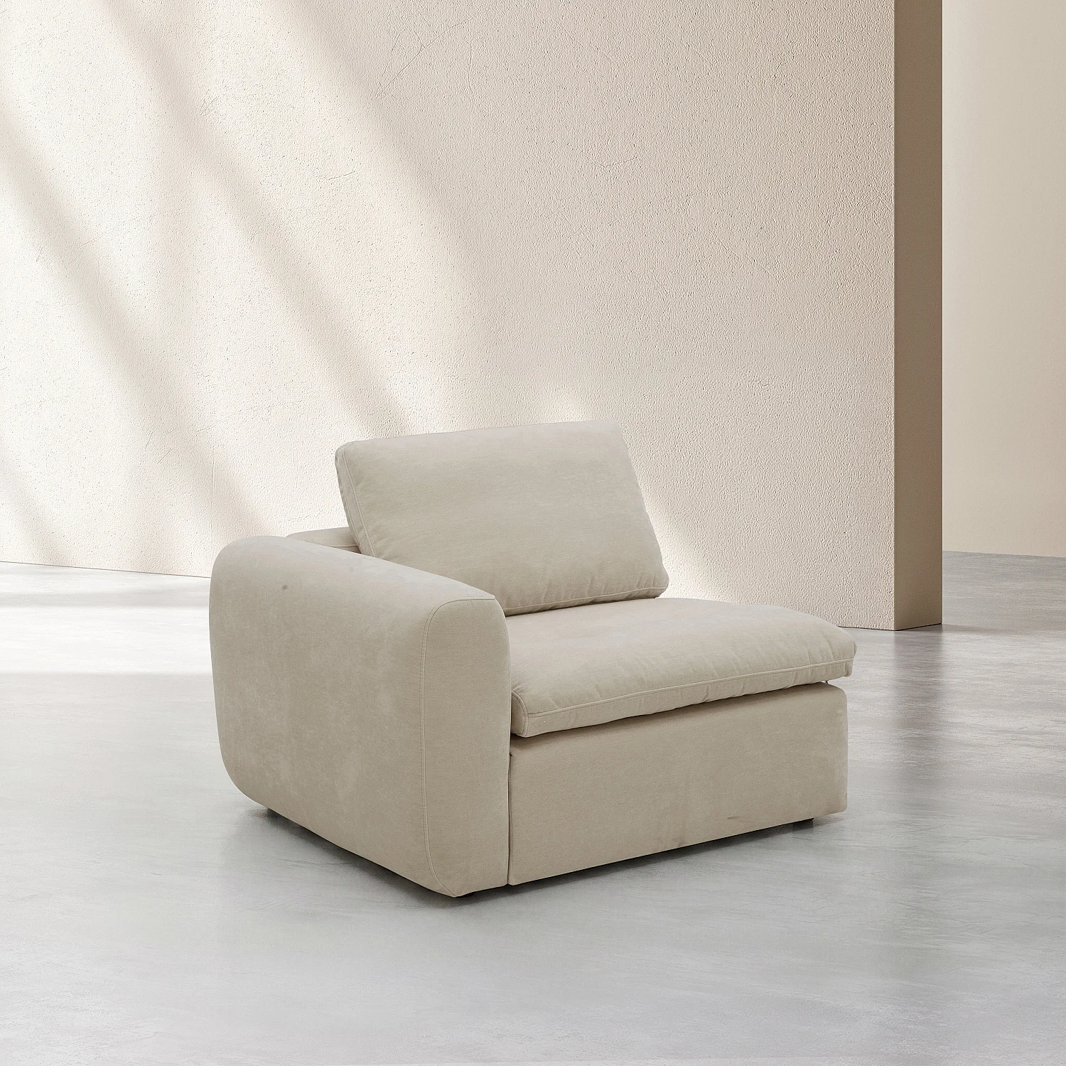 Eckmodul 1-Sitzer aus Stoff - Ecke links - Beige Meringue - 2