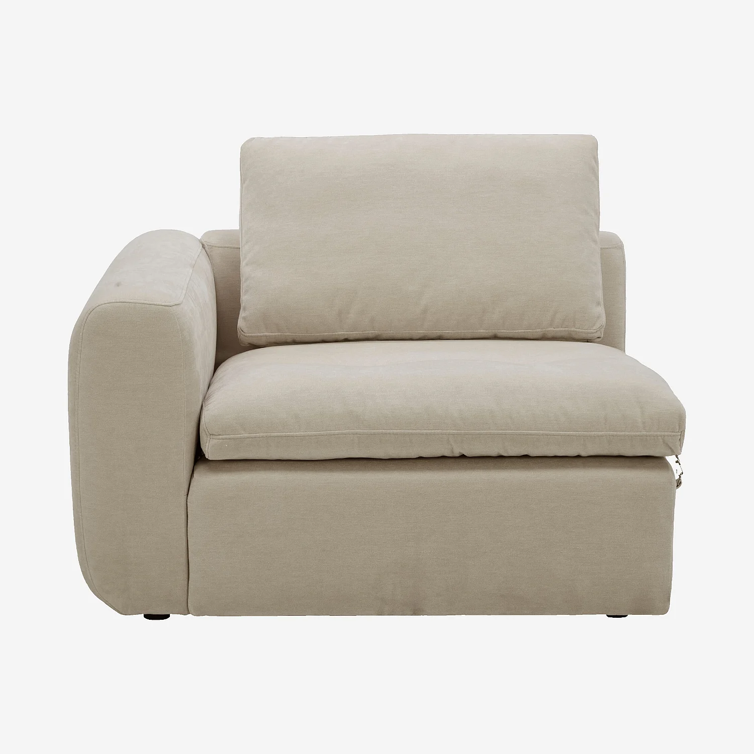 Module d'angle gauche 1 place en tissu - Beige meringue - 1