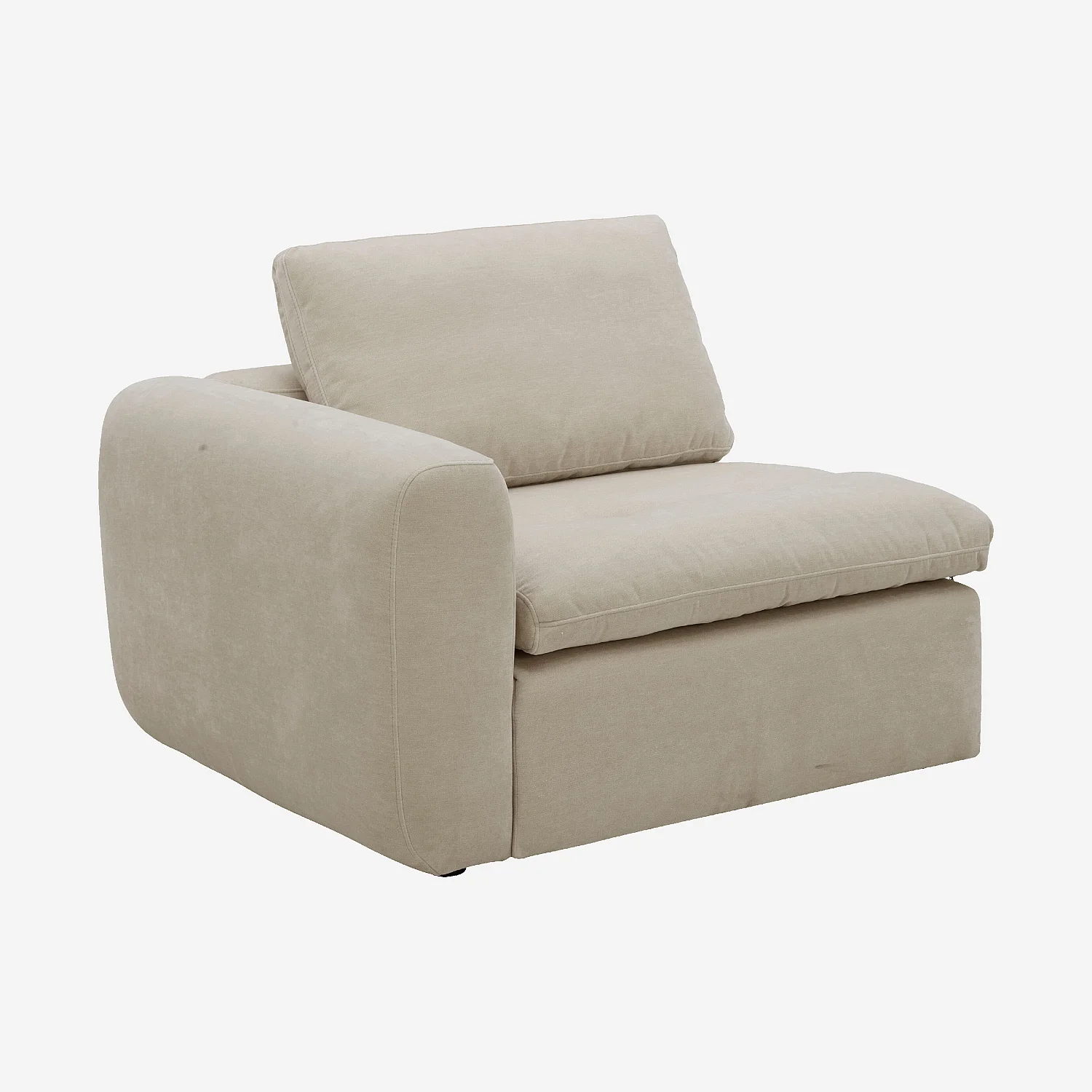 Module d'angle gauche 1 place en tissu - Beige meringue - 2