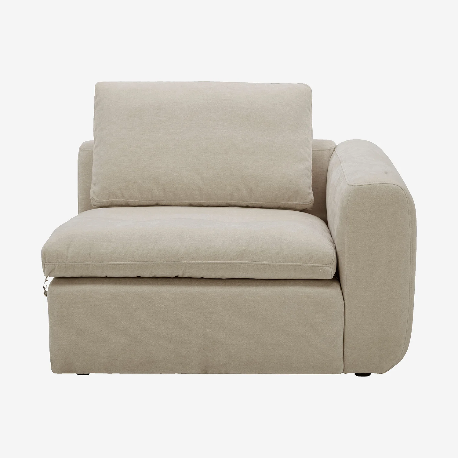 Module d'angle droit 1 place en tissu - Beige meringue - 1