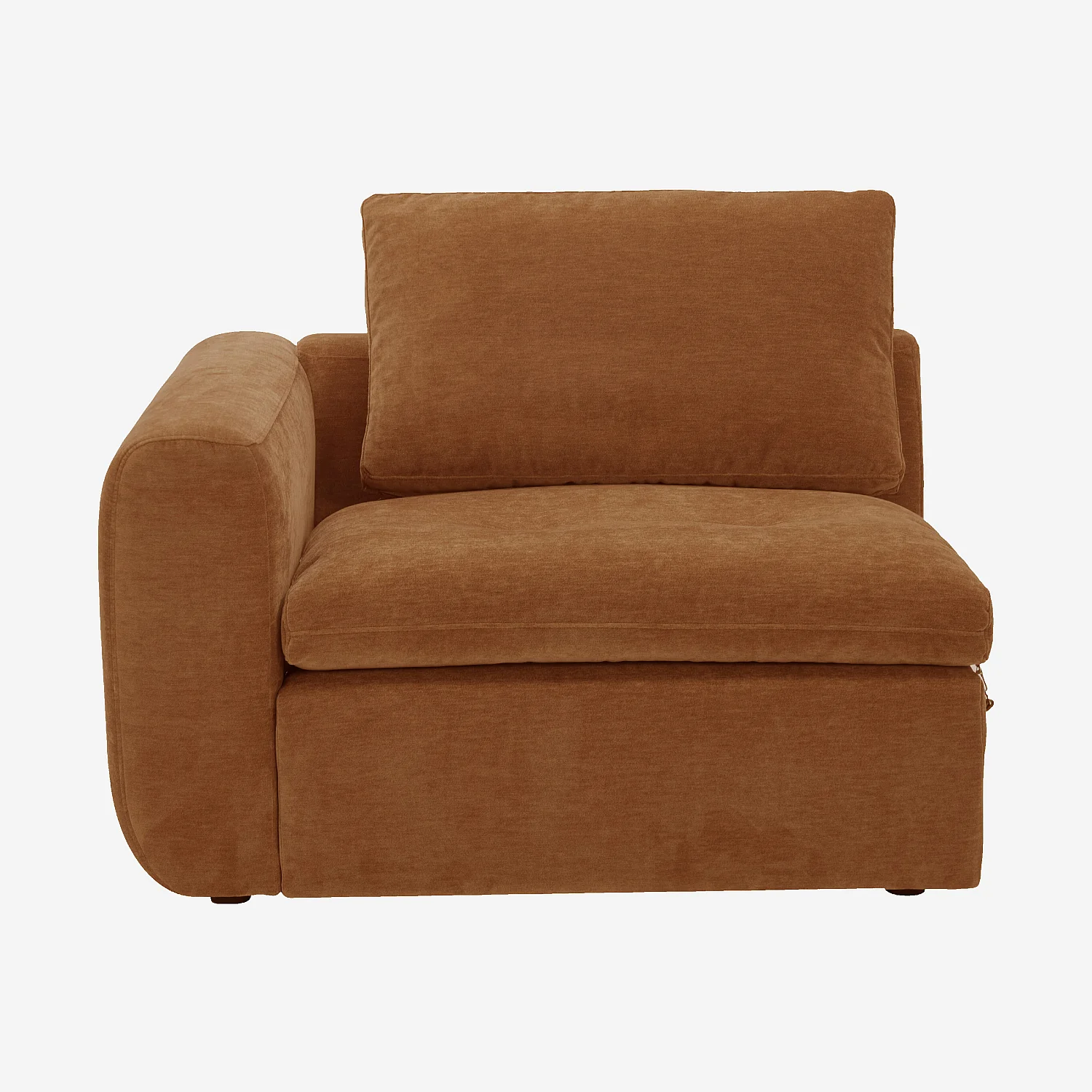 Module d'angle gauche 1 place en tissu - Marron noisette - 1