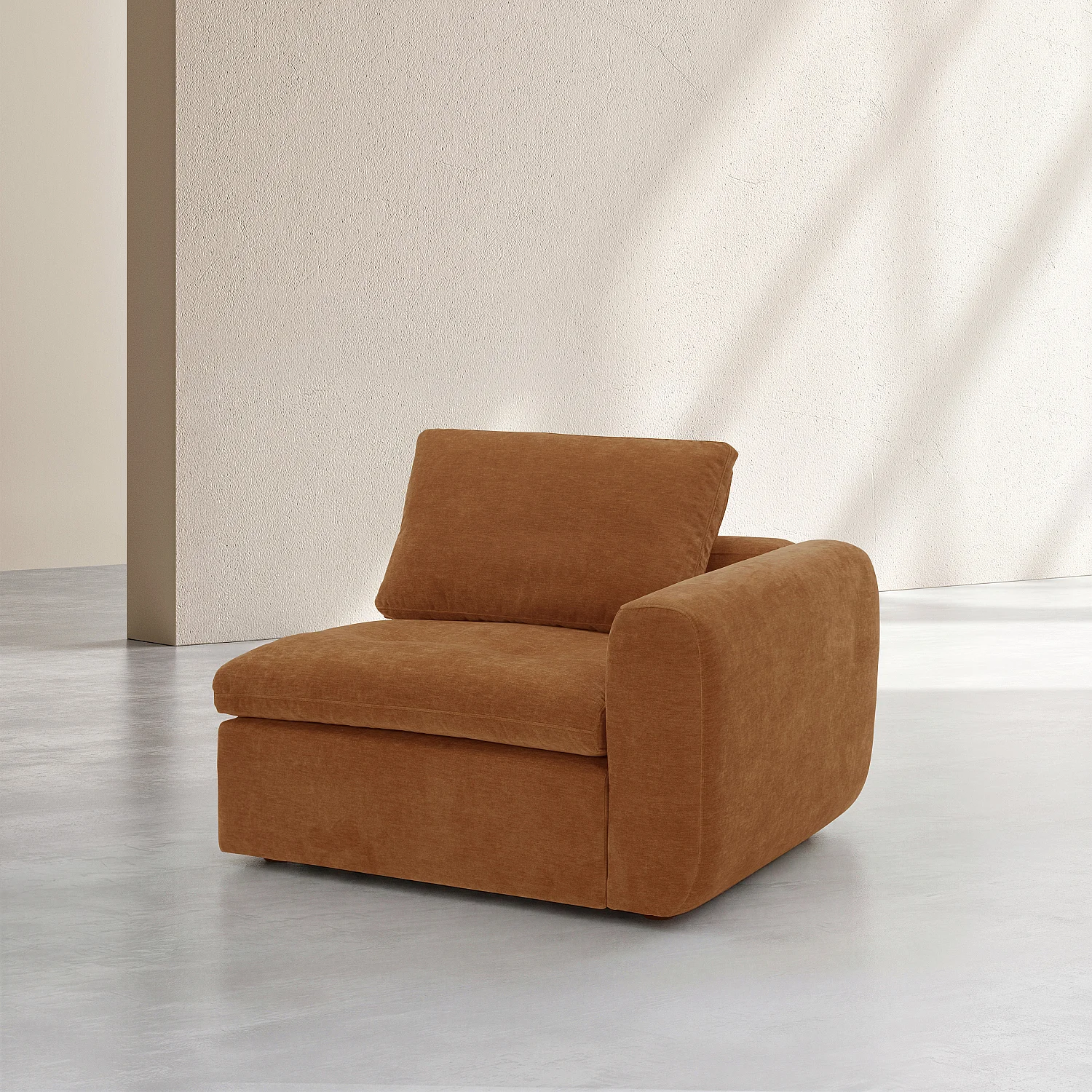 Eckmodul 1-Sitzer aus Stoff - Ecke rechts - Haselnussbraun - 2