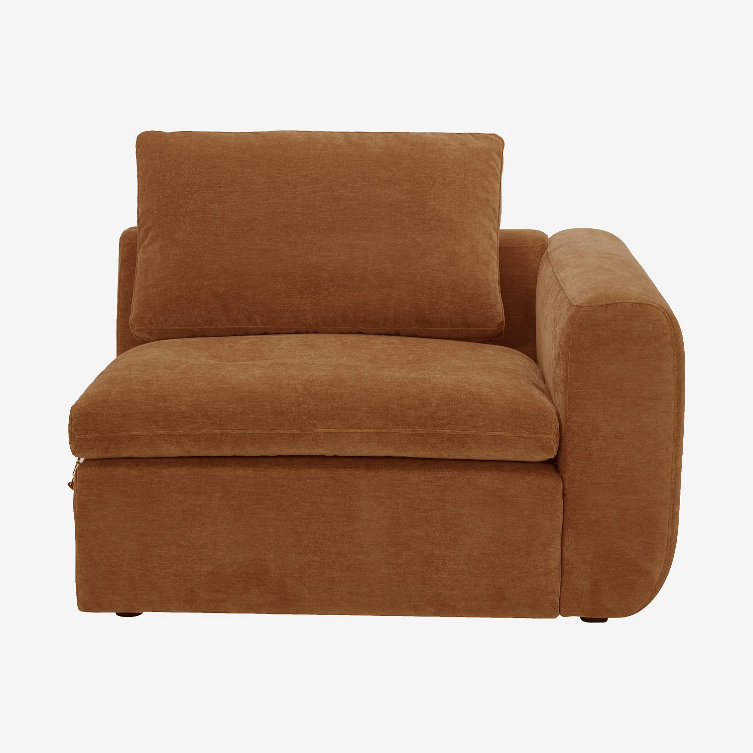 Module d'angle droit 1 place en tissu - Marron noisette - 1