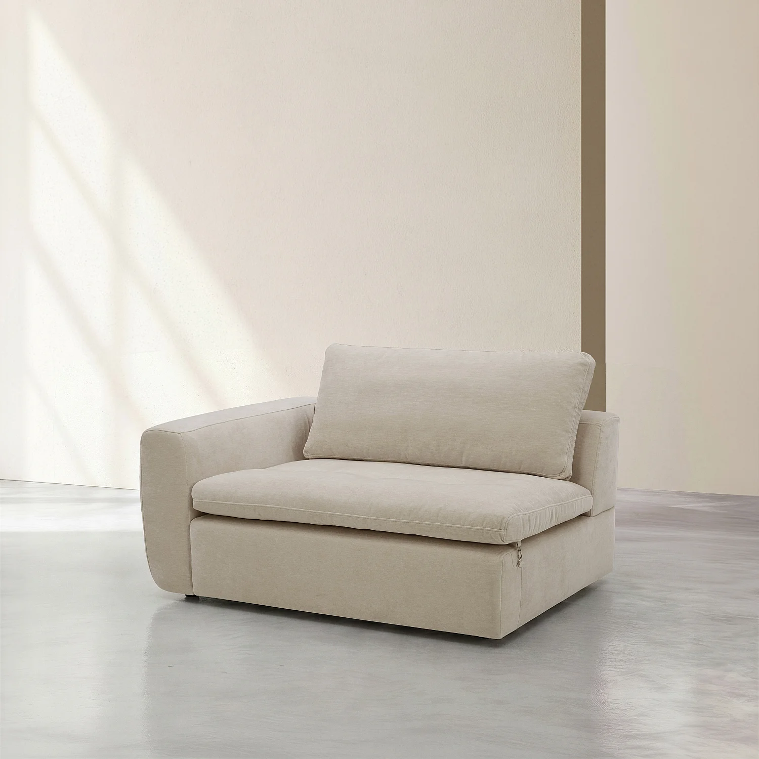 Modulo angolare sinistro 2 posti in tessuto - Beige meringa - 2