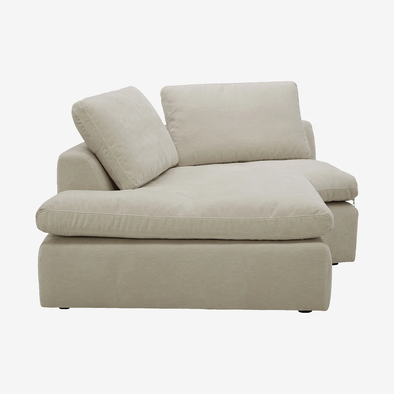 Linker gebogen chaise longue van stof - Meringuebeige - 1