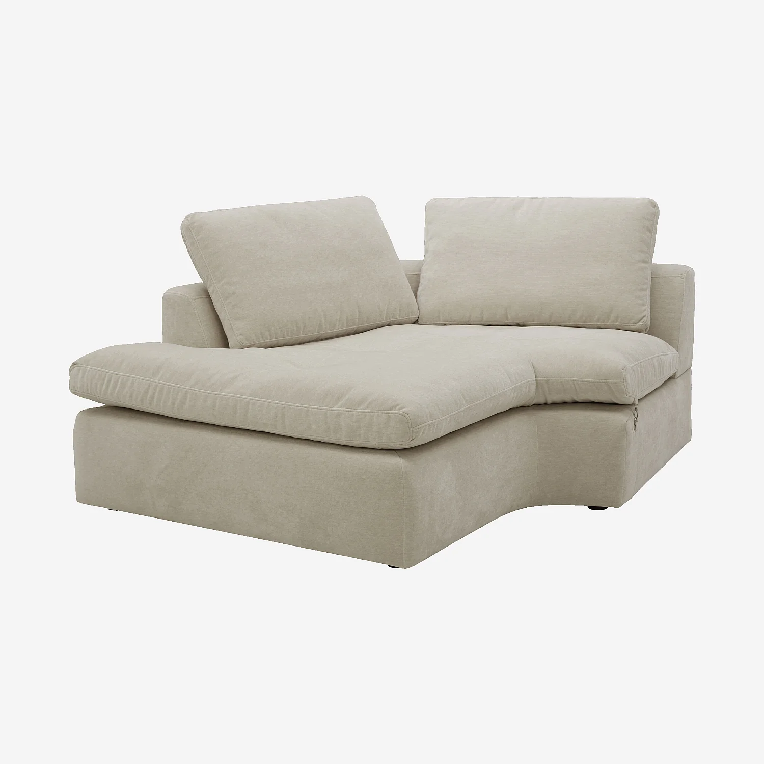 Linker gebogen chaise longue van stof - Meringuebeige - 2