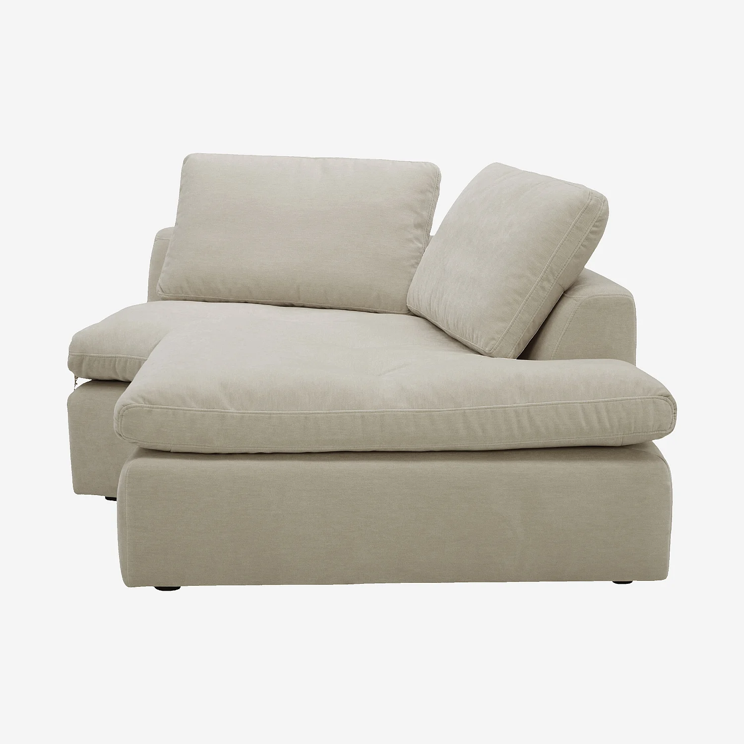 Rechter gebogen chaise longue van stof - Meringuebeige - 1