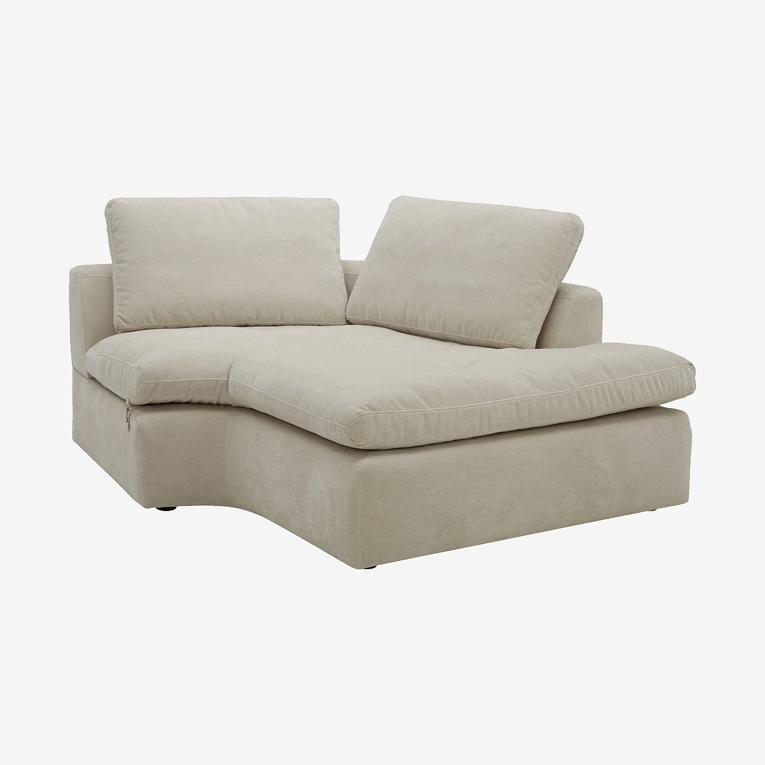 Rechter gebogen chaise longue van stof - Meringuebeige - 2