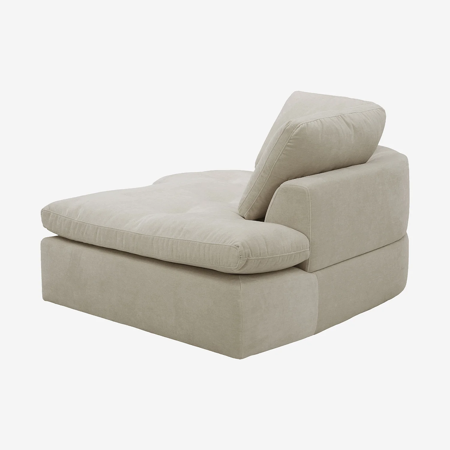 Rechter gebogen chaise longue van stof - Meringuebeige - 4