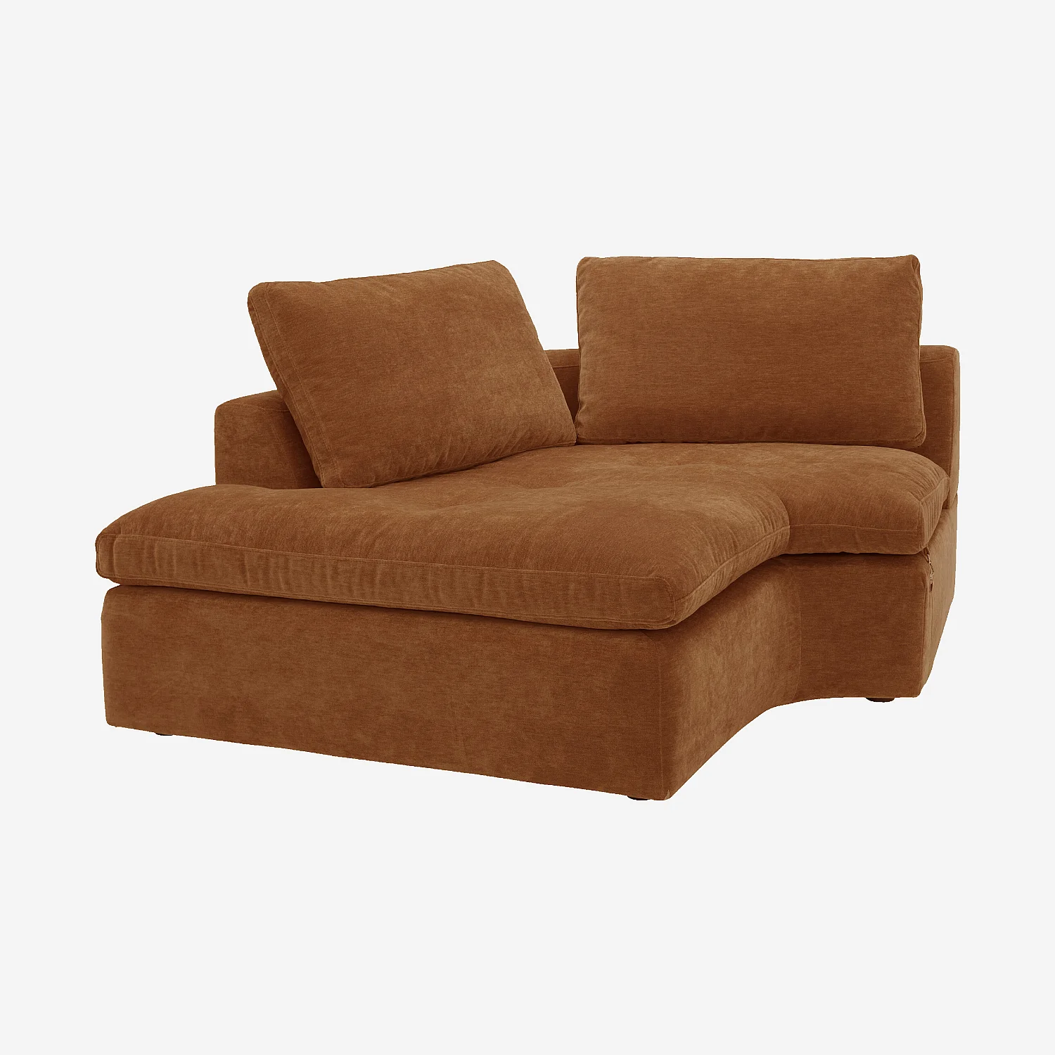 Linker gebogen chaise longue van stof - Hazelnootbruin - 1