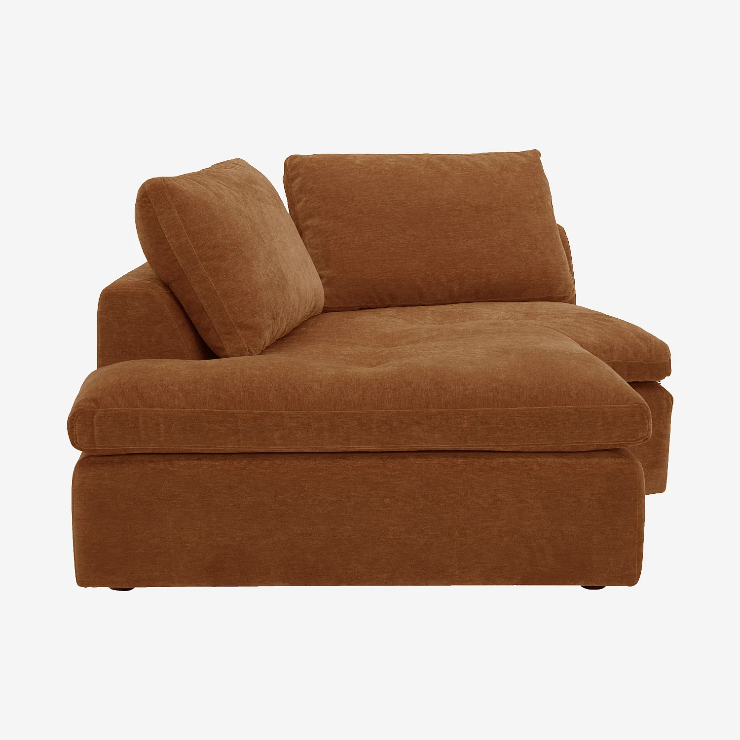 Linker gebogen chaise longue van stof - Hazelnootbruin - 2