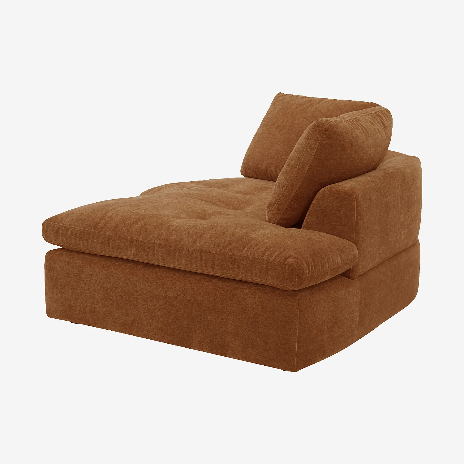 Rechter gebogen chaise longue van stof - Hazelnootbruin - 4