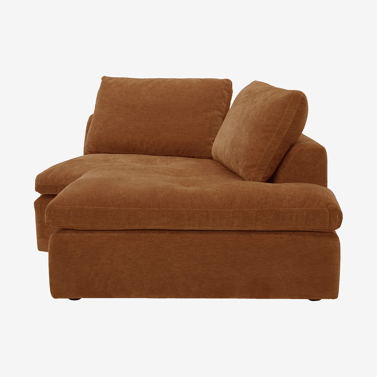 Rechter gebogen chaise longue van stof - Hazelnootbruin - 2