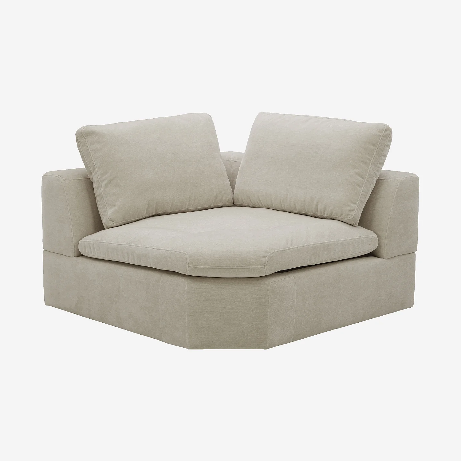 Hoekmodule links 2 zitplaatsen van stof - Meringuebeige - 1