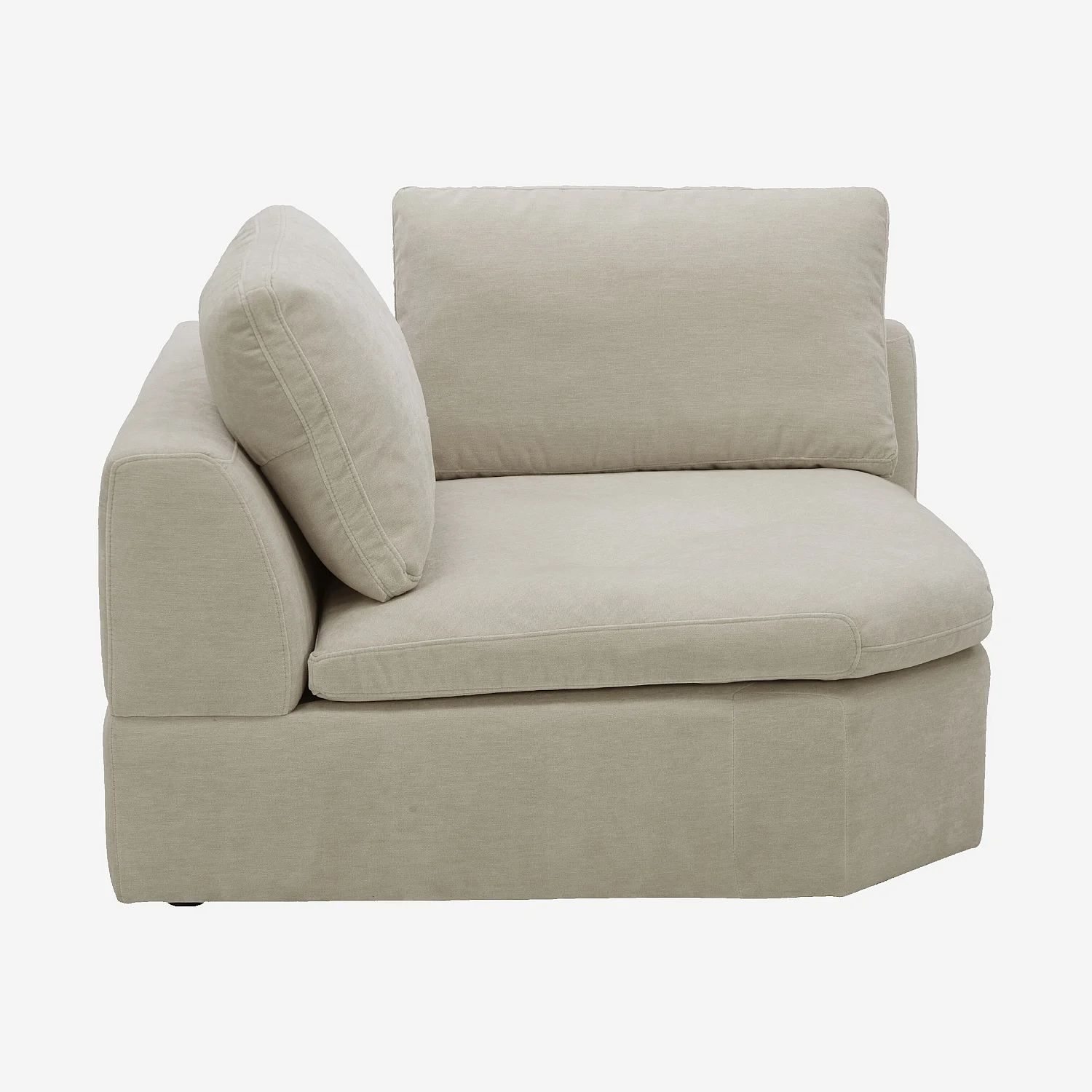 Hoekmodule links 2 zitplaatsen van stof - Meringuebeige - 2