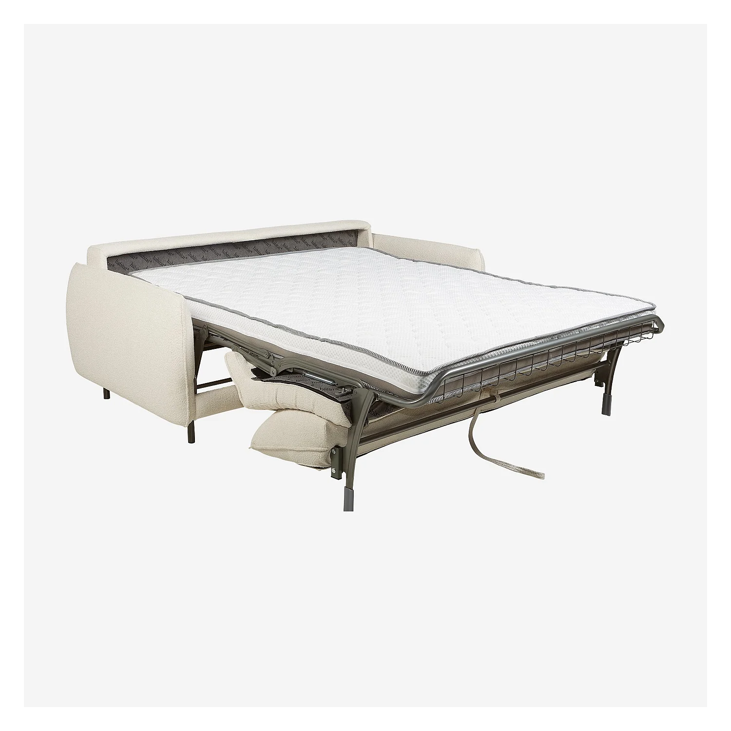 Divano letto 2 posti - Letto 140 cm - Materasso in schiuma 13 cm - Tessuto Tolfa Crema - 9