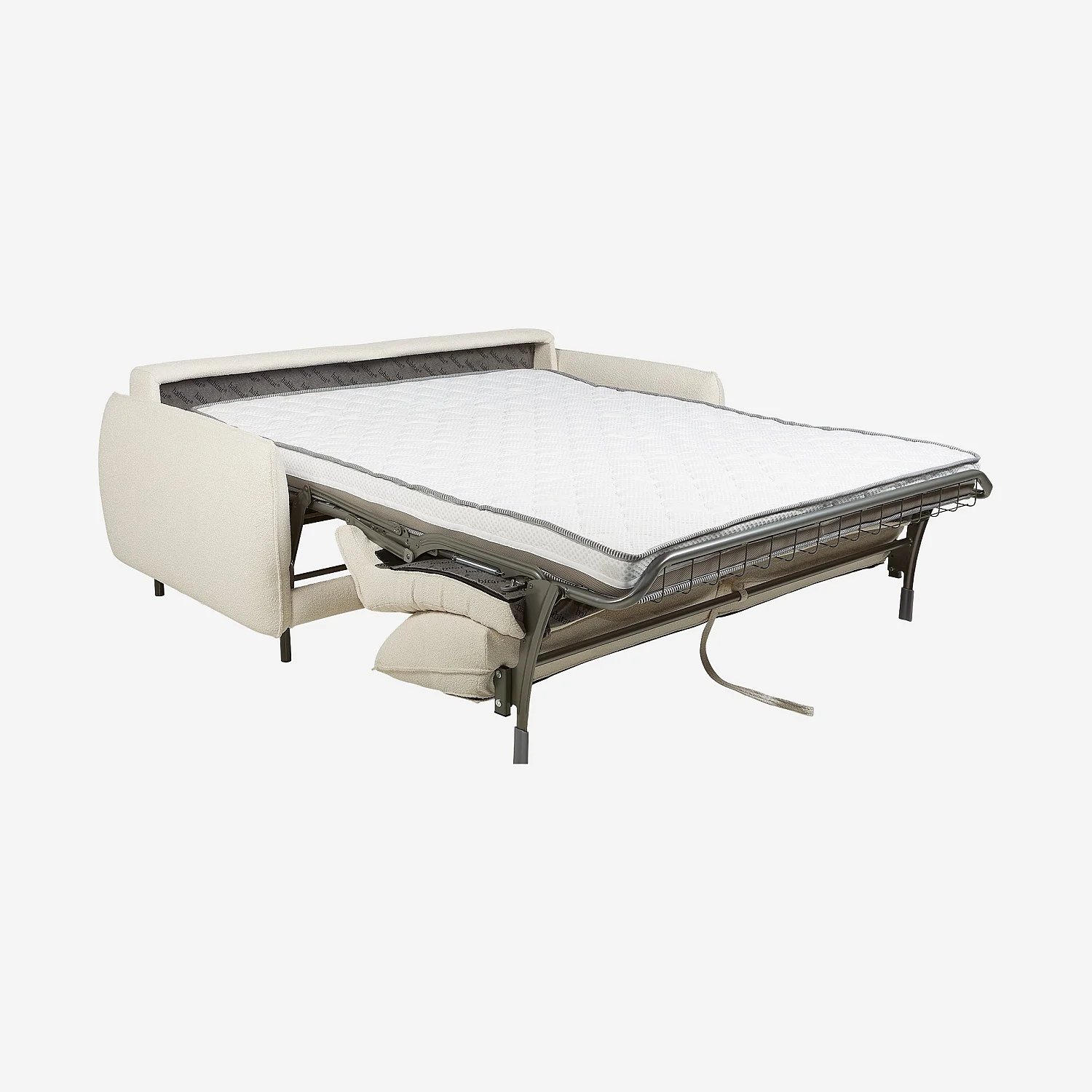 Canapé convertible 2 places - Couchage 140 cm - Matelas en mousse 13 cm - Tissu Tolfa Crème - 3