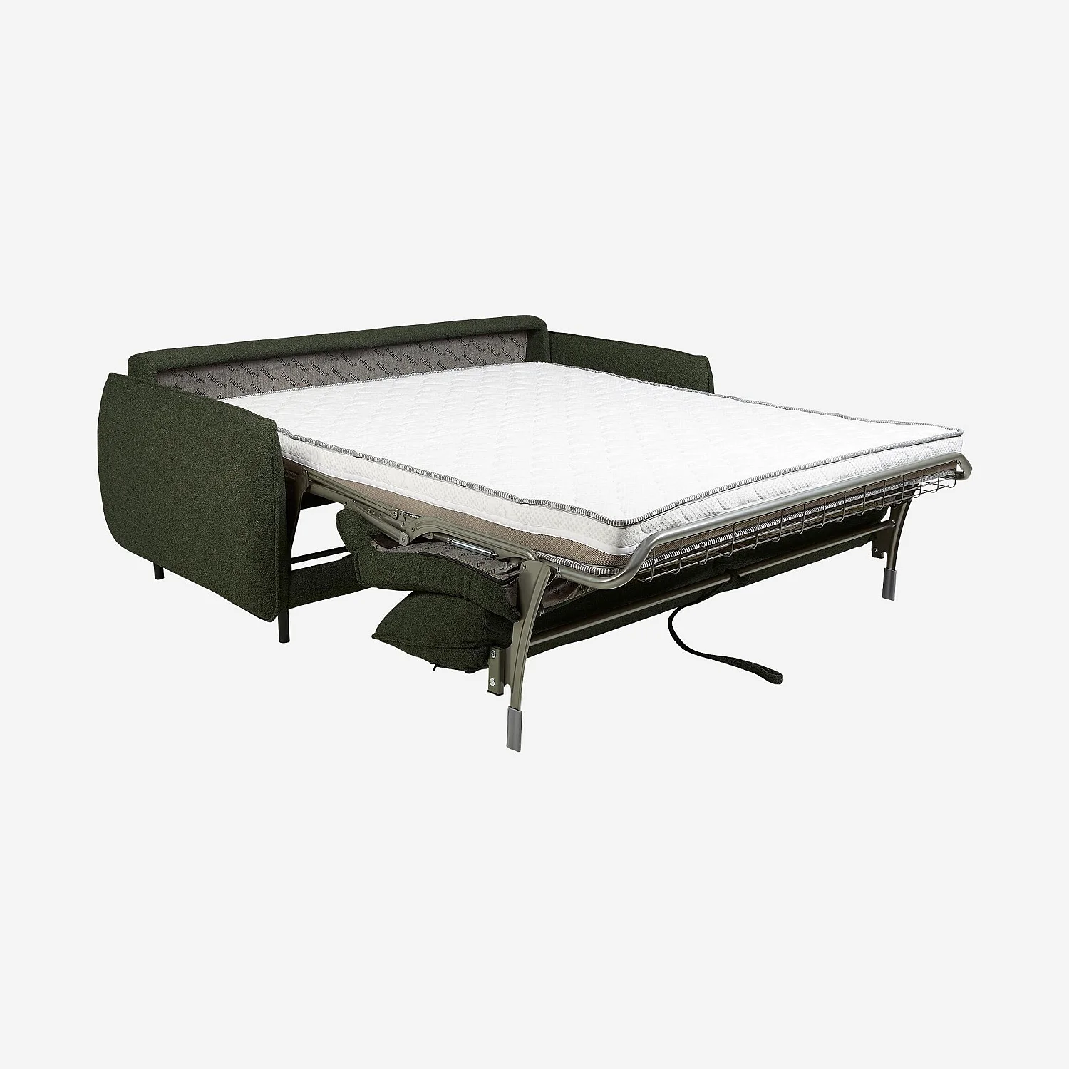Canapé convertible 2 places - Couchage 140 cm - Matelas en mousse 13 cm - Tissu Tolfa Vert kaki - 3