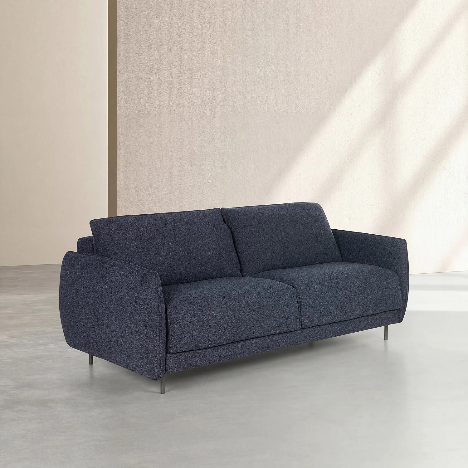 Sofá-cama de 3 lugares - Cama 160 cm - Colchão de espuma 13 cm - Tecido Tolfa Azul marinho - 3