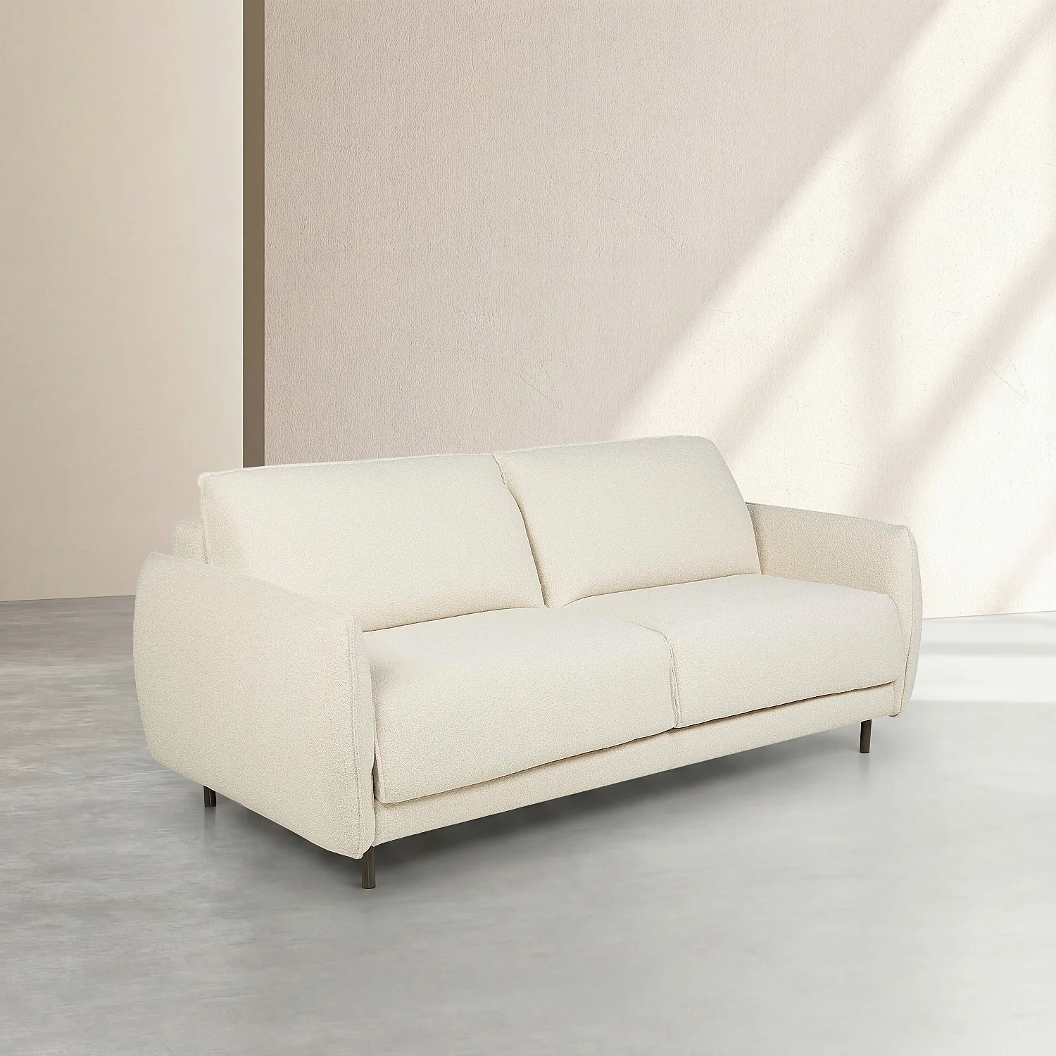 Sofá-cama de 3 lugares - Colchão de 160 cm - Espuma de 13 cm - Tecido Tolfa Creme - 3